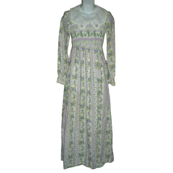 Vintage 60's 70's Gunne Sax Prairie Dress Cottagecore Floral Lace Victorian - Picture 11 of 11